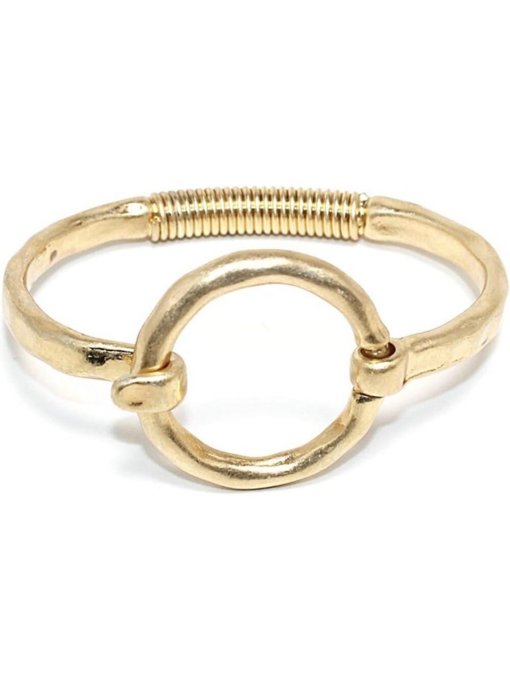 Stylish Hammered Bangle Bracelet in Worn Gold & Silver Tone - Chic Accessory